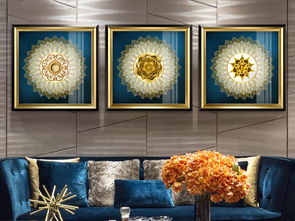 欧式抽象金色叶子三联画 点亮现代简约空间的点睛之笔